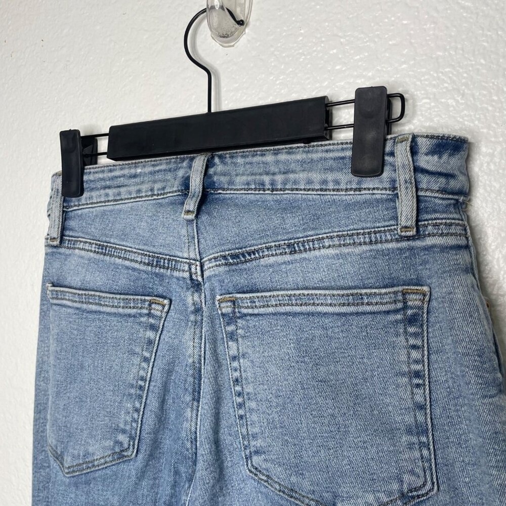 Loft Curvy High Waist Skinny Ankle Jeans Blue Distressed Raw Hem Size 25 0 - Picture 14 of 15